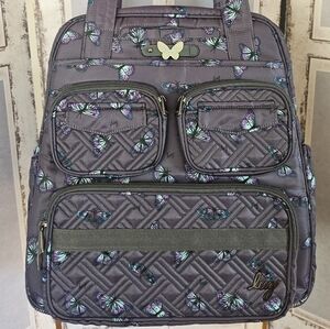 Retails For $160 NWOT Lug Puddle Jumper Travel Tote In Butterfly Grey + Charm